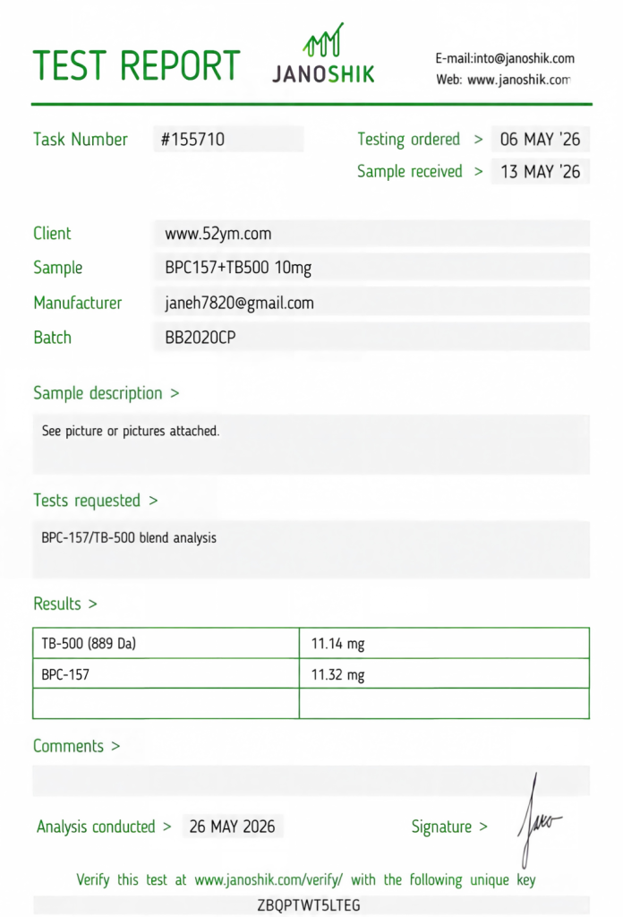 BPC-157 + TB-500 10mg Certificate of Analysis
