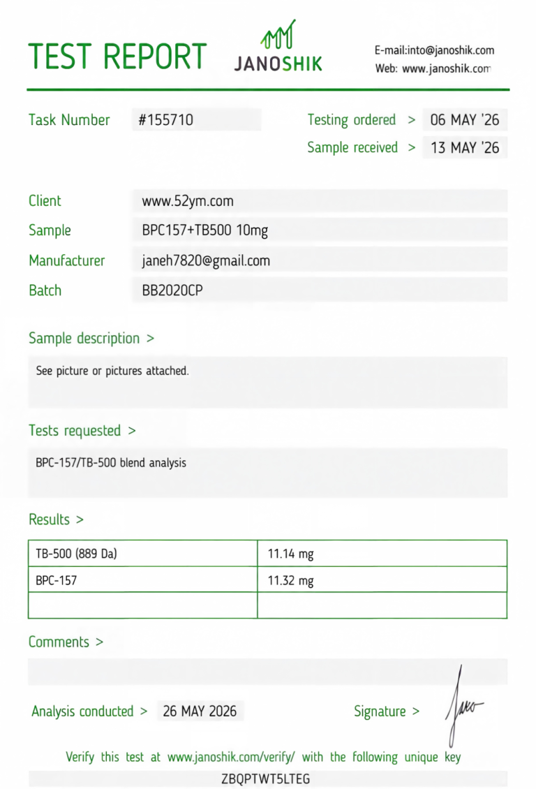 BPC-157 + TB-500 10mg Certificate of Analysis
