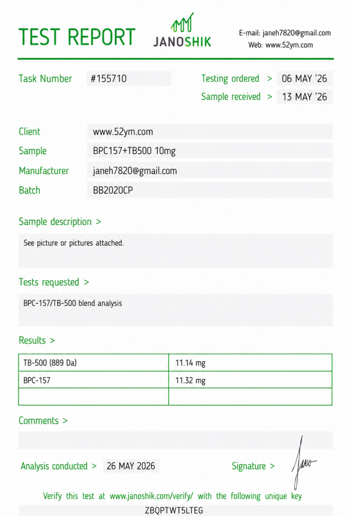 BPC-157 + TB-500 10mg Certificate of Analysis