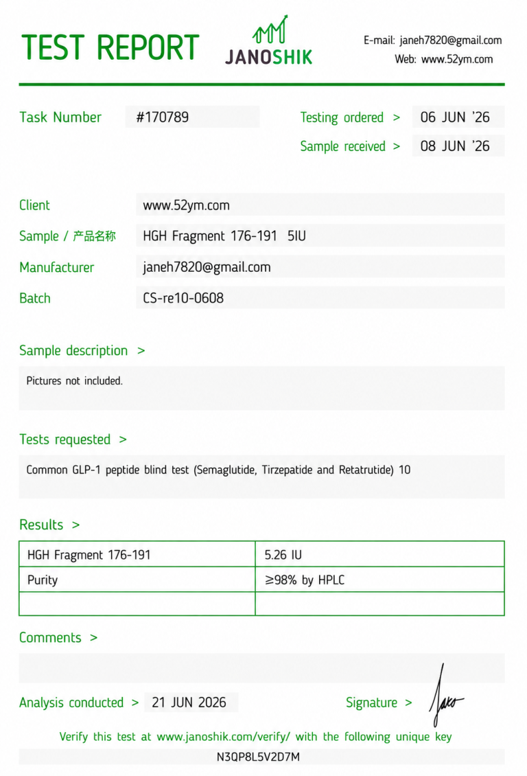 HGH Fragment 176-191 5IU Certificate of Analysis (COA)