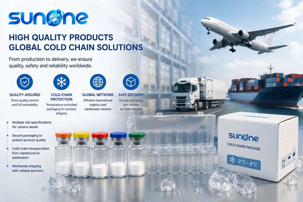Sunone peptide cold chain packaging and global shipping logistics