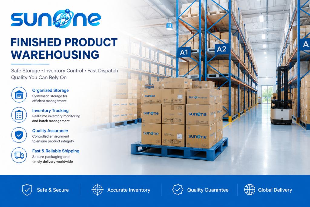 Finished product warehousing for Sunone peptide OEM and ODM manufacturing