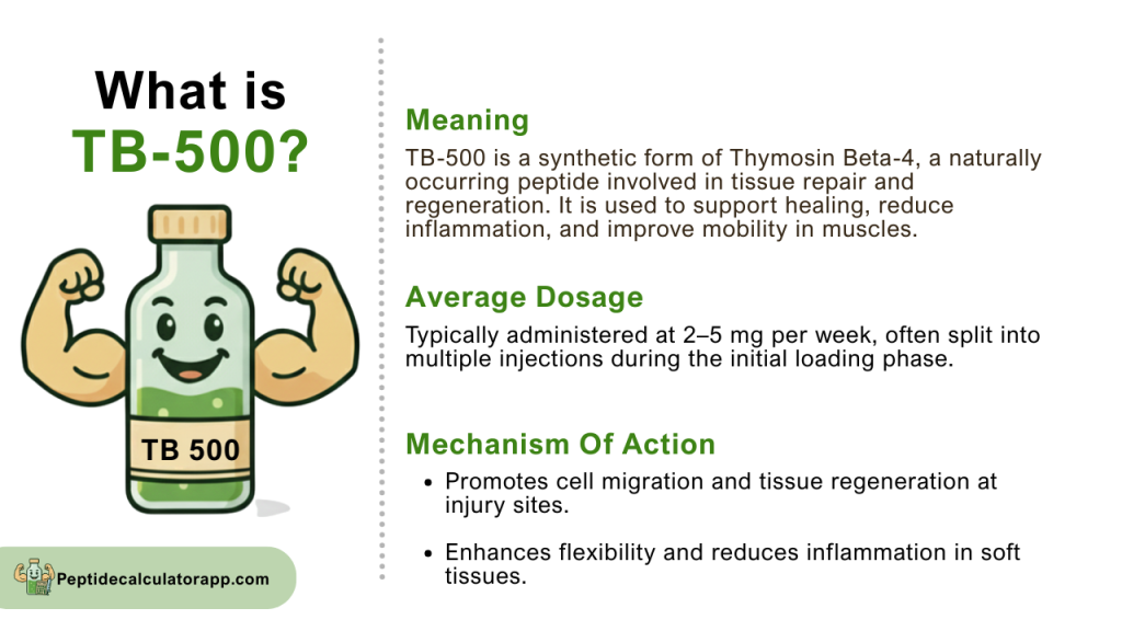 TB500 peptide infographic explaining TB-500 and its mechanism of action
